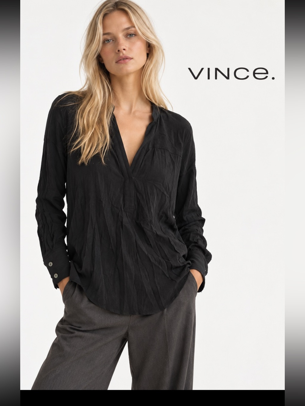 VINCE, the black minimalist blouse!